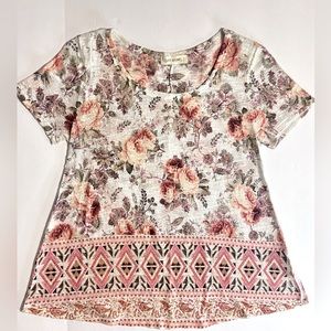 Late August Brand Delicate Short Sleeve Floral Blouse